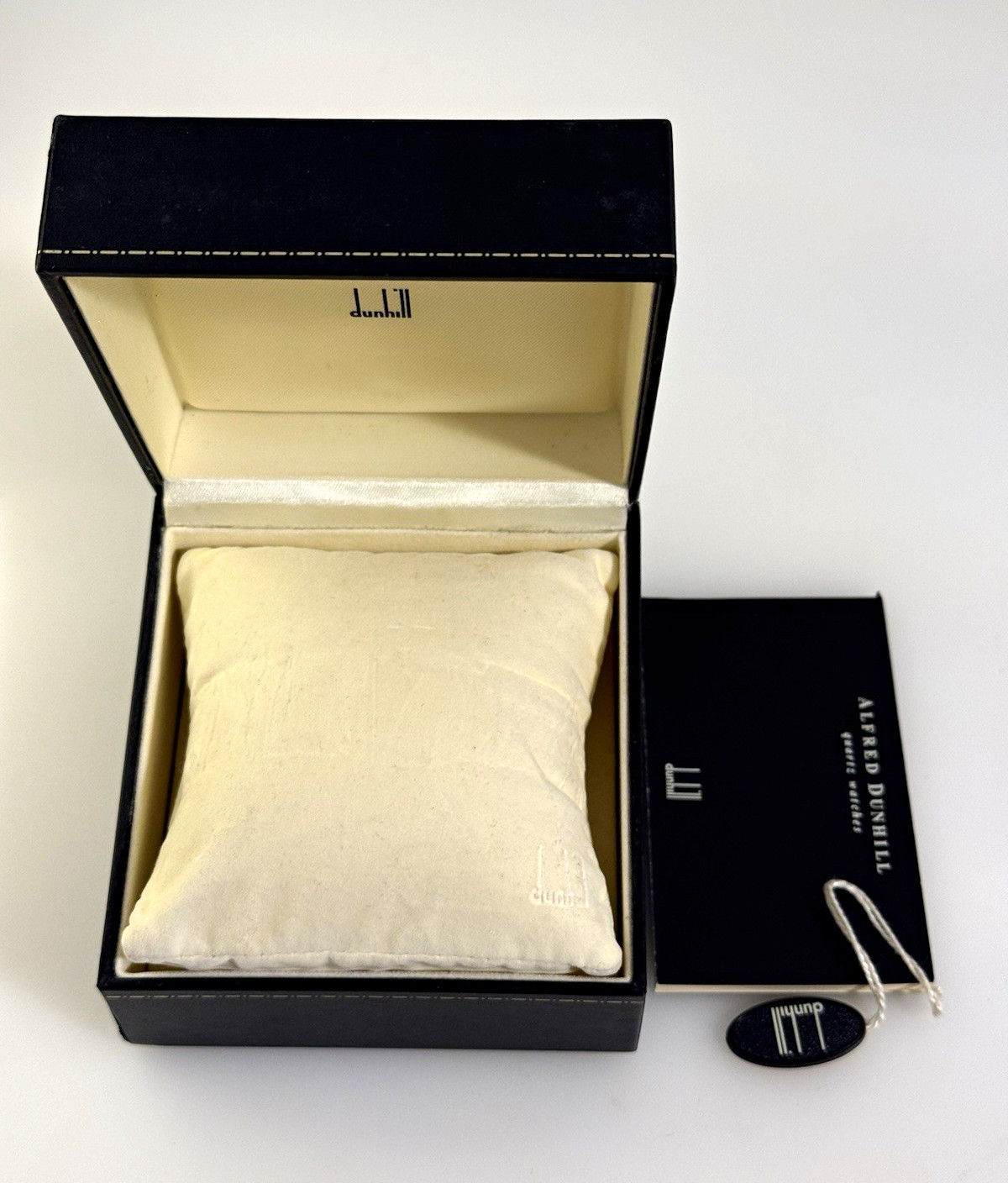 Vintage Alfred Dunhill Empty Watch Presentation Box Boxed Pillow Booklet Tag