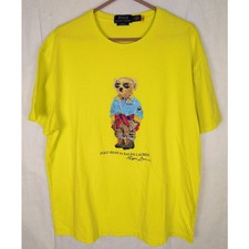 Polo Ralph Lauren classic fit yellow Rustic Polo Bear Size Large tshirt Preppy