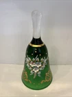 VTG Murano 24k Gold Paint Art Glass Bell Hand Painted Floral Design Italy 5.5”