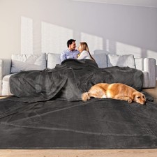Edenleaf Oversized Blanket 120x120 Inches, Giant Huge 120x120, Dark Grey