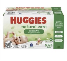 Huggies Natural Care Sensitive Baby Wipes, Fragrance-Free, 16pk, 1024 Wipes