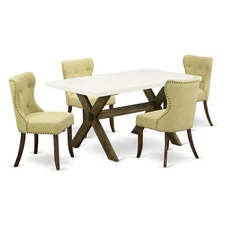 East West Furniture X-Style 5-piece Wood Dining Set in Jacobean Brown/Limelight