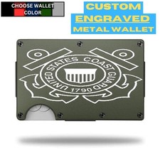 Custom U.S. COAST GUARD 2 Laser Engraved Wallet - Pick A Wallet Color