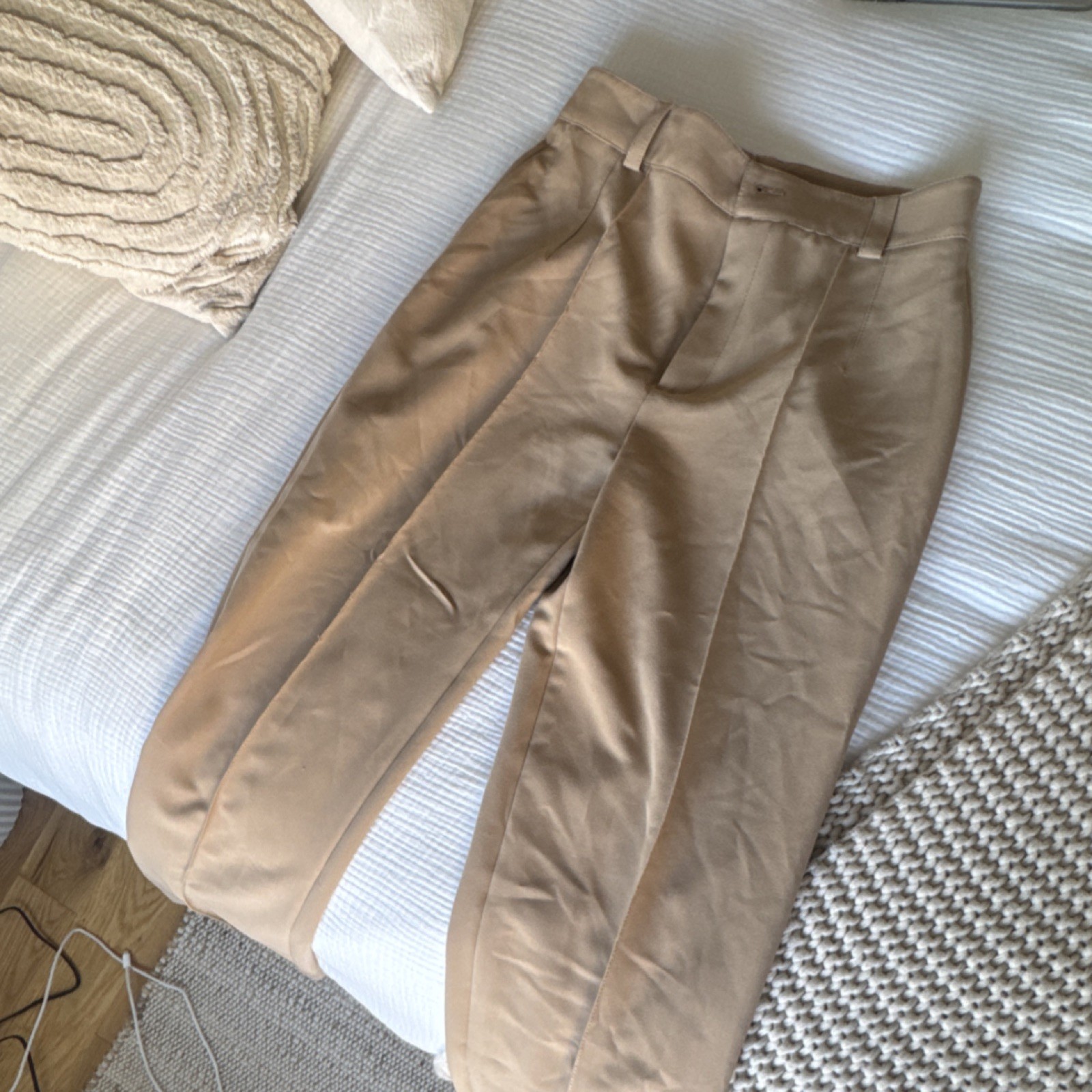 Zara Beige Women's Flat Front Solid Pattern Pants… - image 1