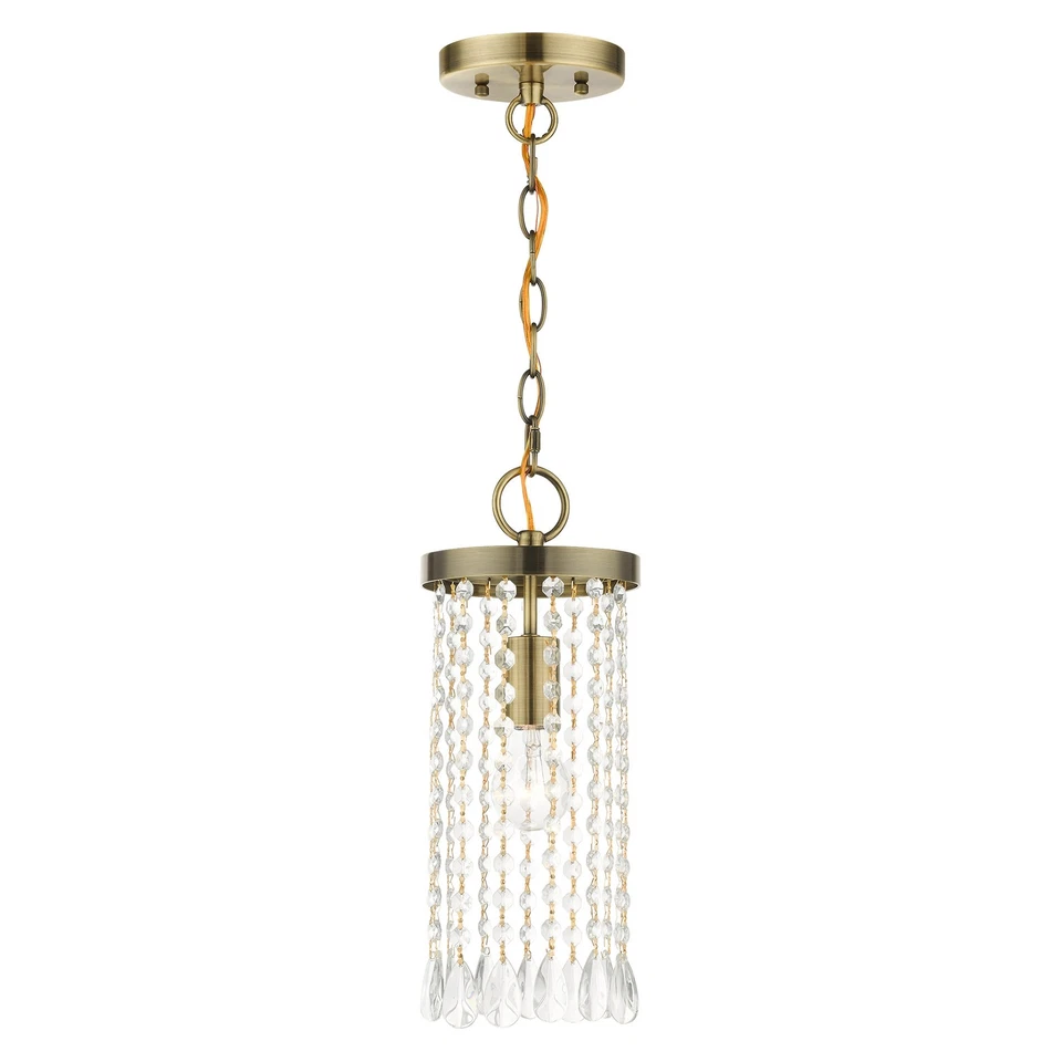 Livex Lighting 51062 Nickel Elizabeth Single Light 6"W Crystal Mini Pendant - Image 3 of 4