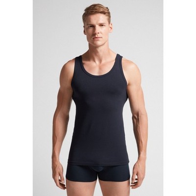 Intimissimi Men's Navy Blue Tank Top Medium Cotton 