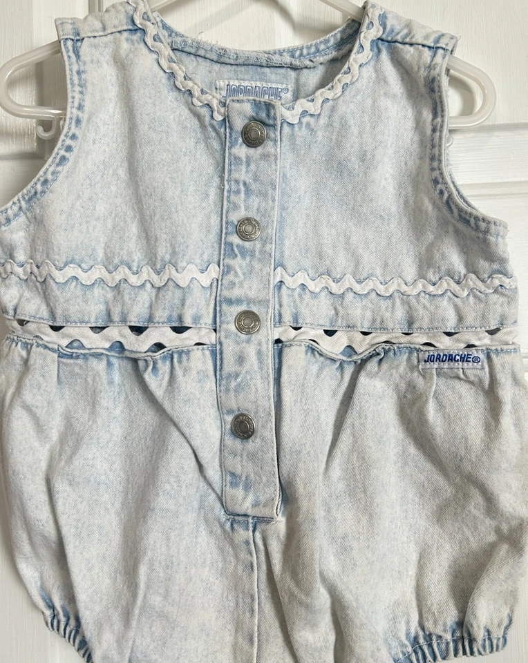 Mameluco azul vintage Jordache Jeanswear de mezclilla para niños pequeños sin mangas talla 3 Foto 4 de 4