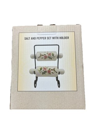 Cracker Barrel Ceramic Rolling Pin Salt & Pepper Shaker Set with  Carrier