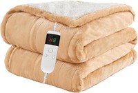 Electric Heated Blanket Double 160x130 cm 10 Heat Timer Washable Throw RRP £43