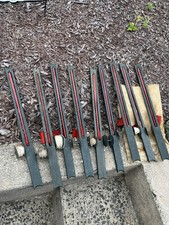 embouts de pêche sur glace vintage en bois (lot 9)
