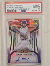 2023 Leaf Metal JUNIOR CAMINERO Rookie RC Auto Red White & Blue 1/1 PSA 10 GEM