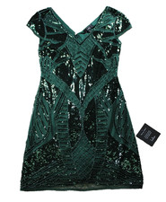 Lulus Womens Small Sequin Art Deco Mini Dress Cap Sleeve Cocktail Party