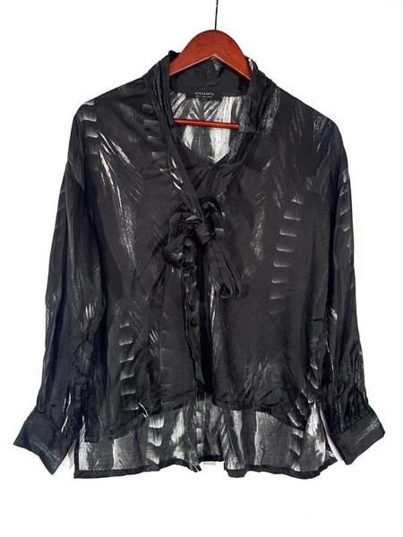 Women AllSaints Shirt Black Silk M