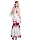 Women Zombie Bride Costume, 2 Pcs Bloody Fishtail Dress Veil XL (18-20)
