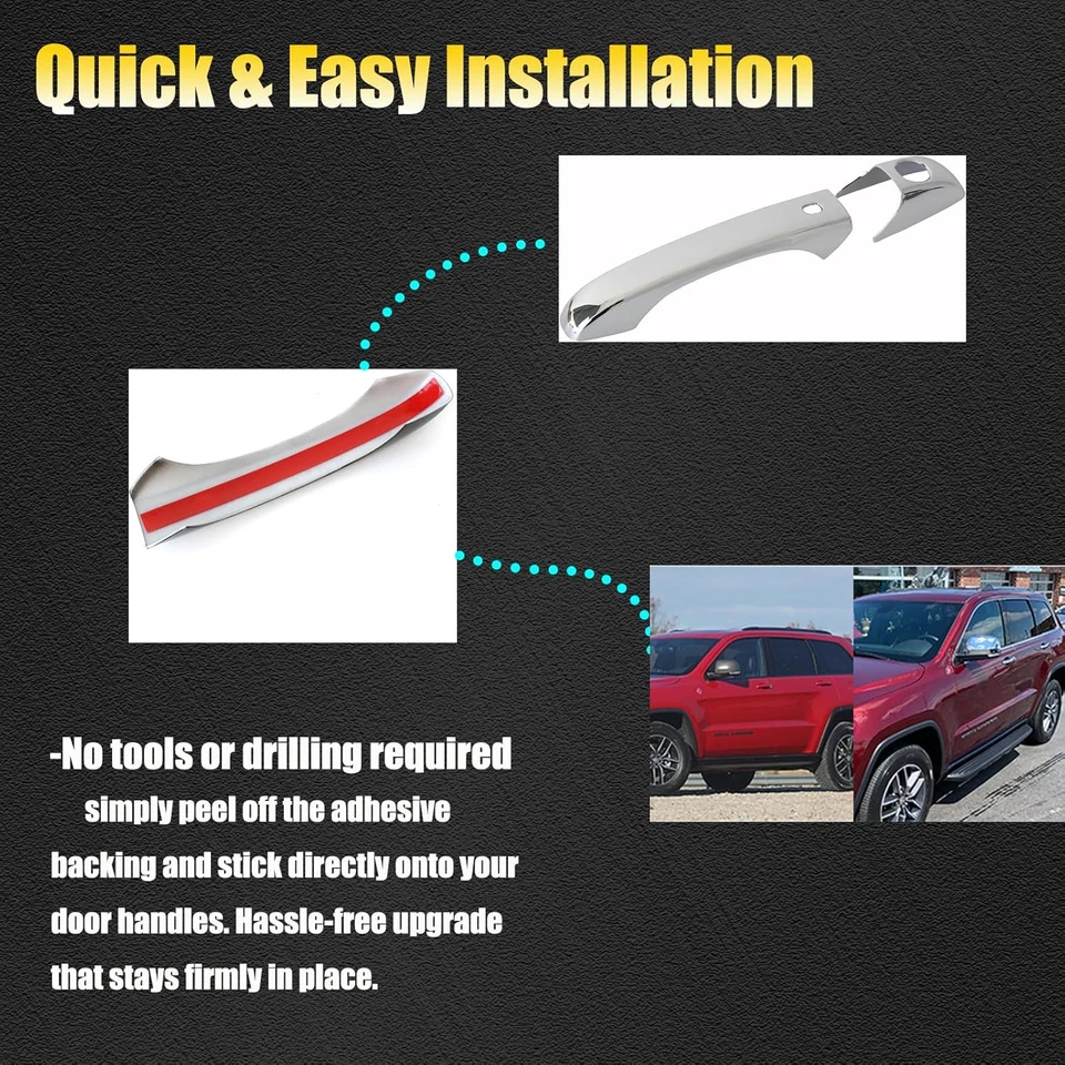 Cubiertas de manija de puerta para Dodge Durango 2011-2022 para Jeep Grand Cherokee 2011-2021 Foto 3 de 4