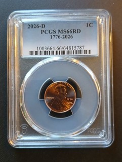 2026 D Lincoln Shield Small Cent 1776 2026 PCGS MS66RD