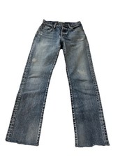 MOUSSY Vintage Women  s 26X30 Blue Denim Button-Fly Raw Hem Jeans Made In Japan