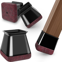 24 StüCk Stuhlbeinkappen Eckig,Schwarz Schutzkappen FüR Stuhlbeine Mit Filz,Filz