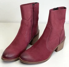 Diba True Majestic Women’s 7 M Goat Nubuck Leather Zipper Red Boots 36816