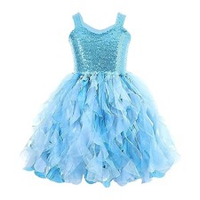 Tutu Dress for Girls Sparkly Sequin Tulle Princess Birthday Party 12 Years Blue