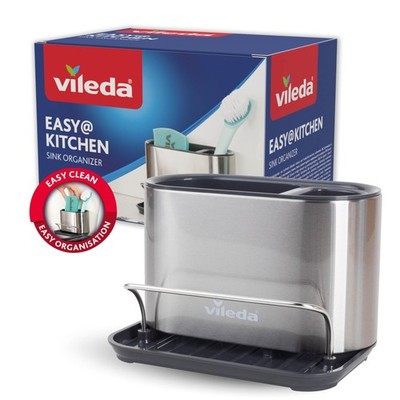 Vileda Stainless Steel Sink Organiser Sponge Holder - Space-Saving & Rustproof