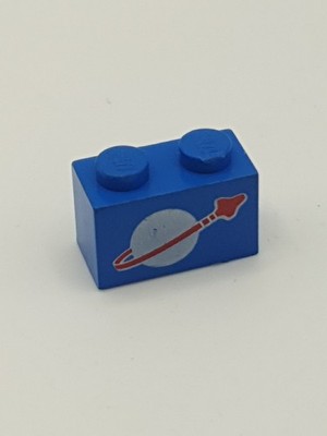 Lego  3004p90 blau bedruckt Space Logo aus 6927 6970 6985 928 924 6928 B Ware