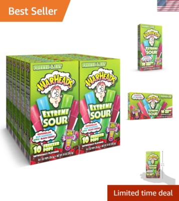 120 Count Assorted Extreme Sour Freezer Pops - Vegan, Fat-Free Treat