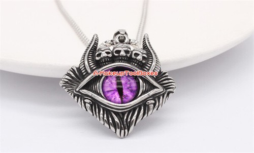 Mens Stainless Steel Gothic Biker Punk Goat Horns Evil Eye Skull Pendant J671 - Picture 23 of 35