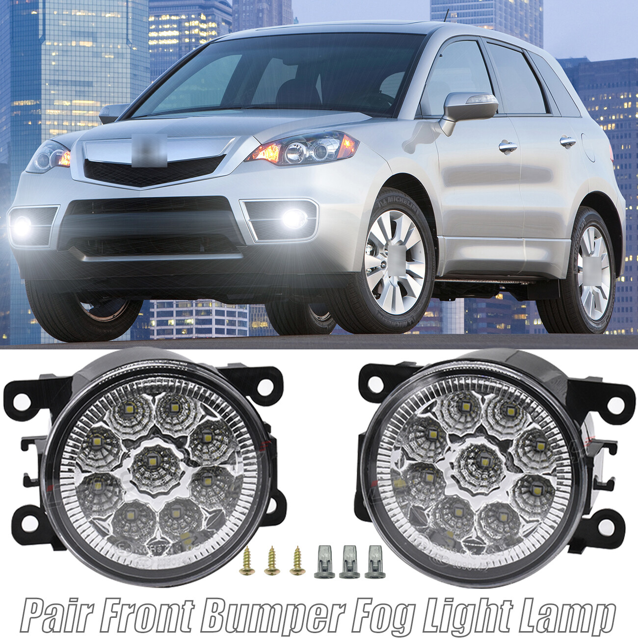 For Acura RDX 2010-2015 H11 Front Bumper Fog Light Driving Lamp Left Right 2PCS