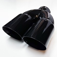 4 Dual 6 Diesel Exhaust Tip 4.00 Stainless Steel Gloss Black Miter Stack