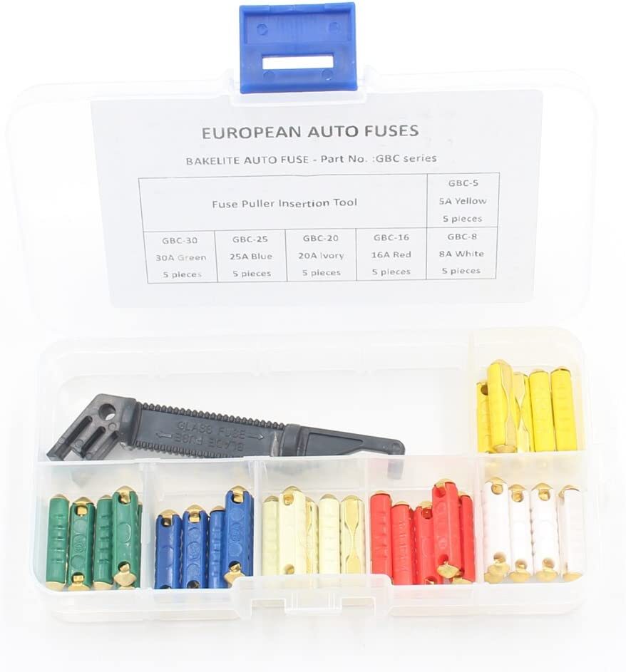 30Pcs European Automotive Fuse Box Assortment Bakelite Auto Fuses 5-30A