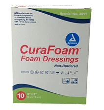 Dynarex Sterile CuraFoam Dressings - 2" x 2" Non-Bordered 10 Count