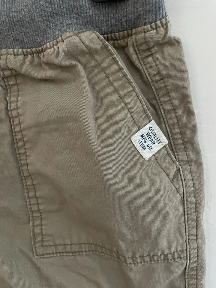 Carter's Kid Boy Adjustable Waist Rib-Knit 100% Cotton Pull On Shorts Beige Sz 5 - Image 3 of 4