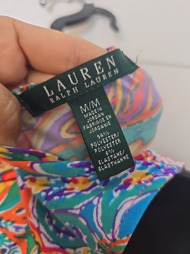 Lauren Ralph Lauren Ruched Side Multi Color, Printed Dress-Size M - Picture 8 of 9