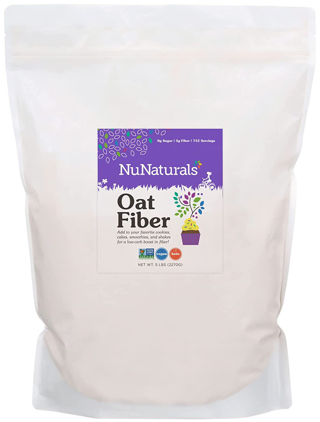NuNaturals Oat Fiber Powder All Natural NonGMO Certified Digestive