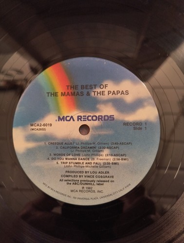 THE BEST OF THE MAMA'S & THE PAPAS MCA2-6019 MCA Records , Cleaned Tested VG - Picture 5 of 13