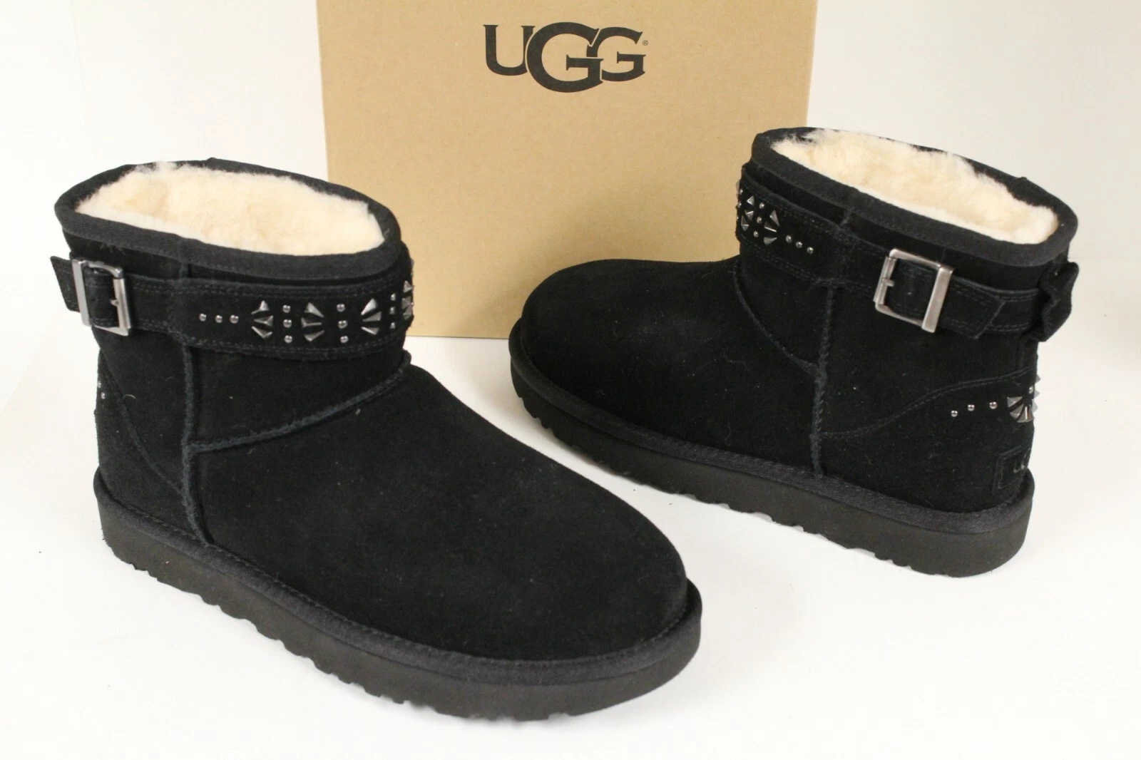 UGG Australia 1019638 Stivali Donna Jadine Mini Pelle di Pecora Scamosciata Nero 8