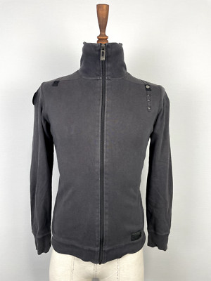 G-Star Raw Gray Full Zip Embroidered Slim Fit TOM Cardigan Jacket Sz S