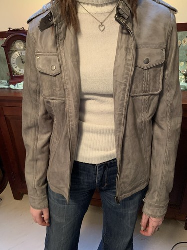 Lederjacke Bikerjacke grau Jenifer Julia 40/42 weiches Echtleder - Bild 4 von 8
