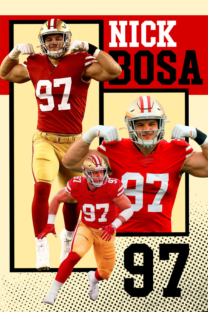 Nick Bosa San Francisco 49ers Defensive End Art Wall Room Poster