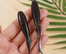 10pcs Brown Artificial T-tail Soft Bait, Bionic Plastic Groove Design...