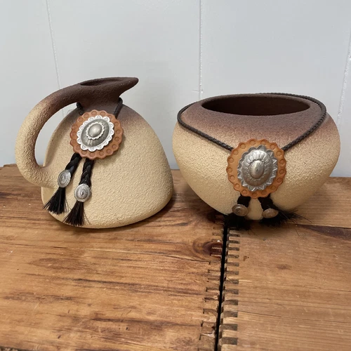 Vintage Southwest Pottery Unique Vase And Pitcher "SANDSTONE CREATIONS"