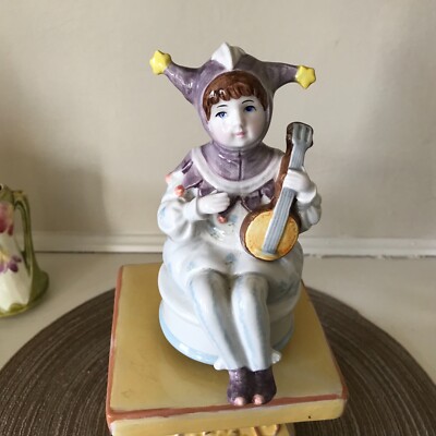 VTG Schmid Jester Musical box Figurine Wind up turns signed Yamada My way 