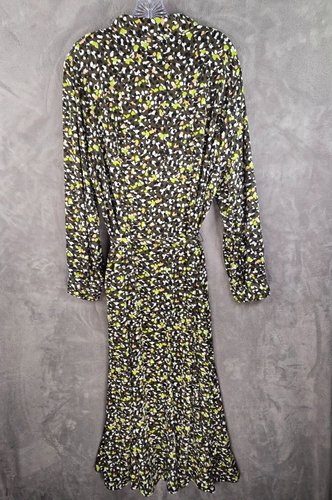 Chico’s 3.5 Maxi Shirt Dress Size XL/18 Olive Green Abstract Dot Office Career - Picture 13 of 18