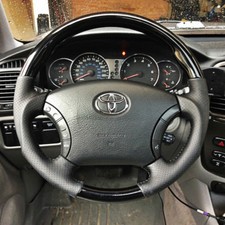 FJ100 FJ120 Toyota Land cruiser black PIANO wood leather steering wheel-SPORTS