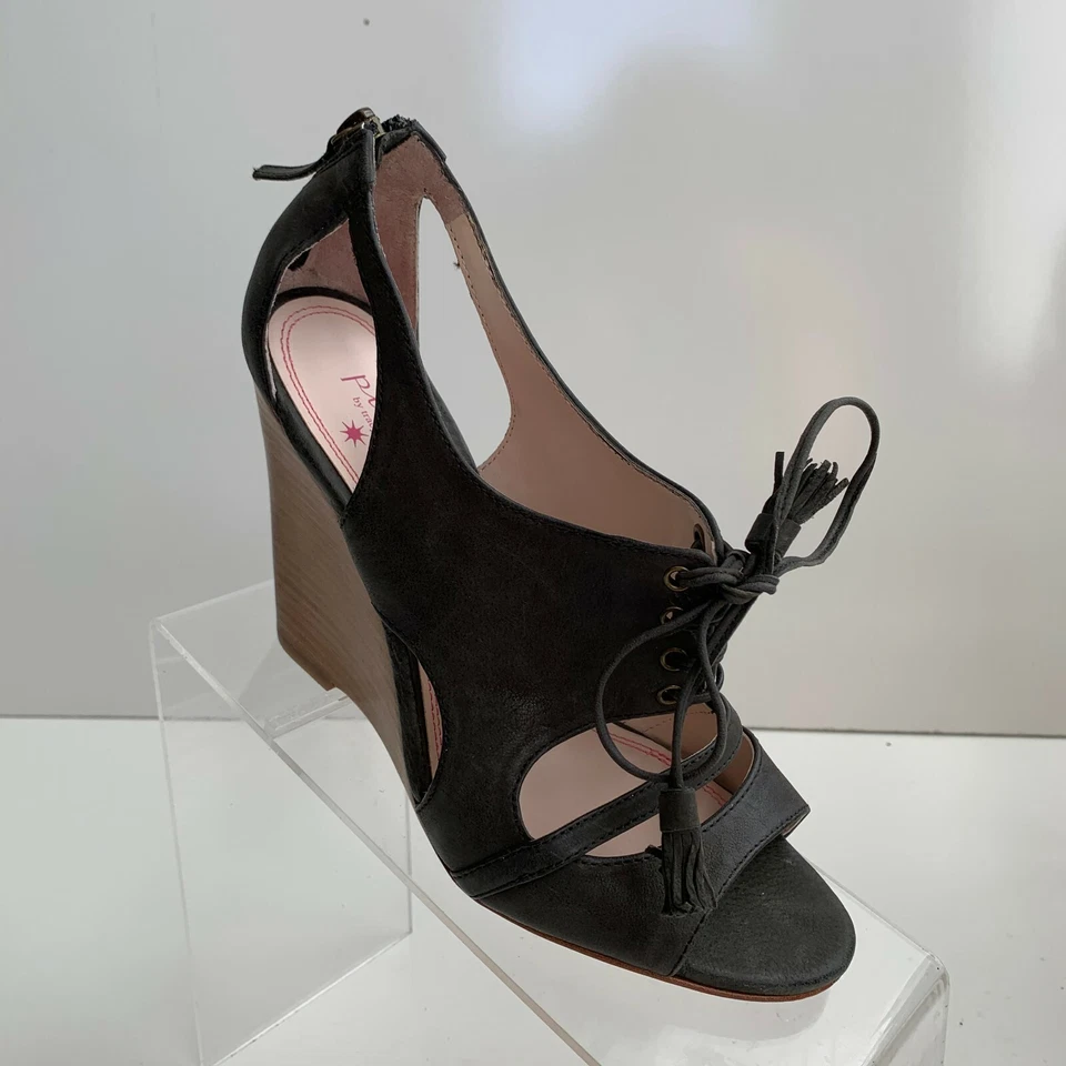 Zapatos con cordones Plenty Tracy Reese Belle carbón cuña punta abierta talla EU 38 US 7.5 Foto 3 de 4