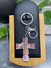 4.5" Handmade Silver-Tone Cross Pendant Keychain Purse Charm New B2456