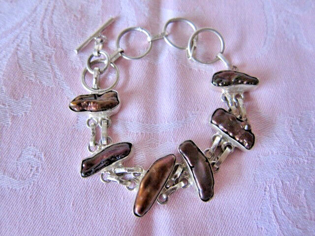 Botryoidal Hematite ? Sterling Silver Link Bracel… - image 1