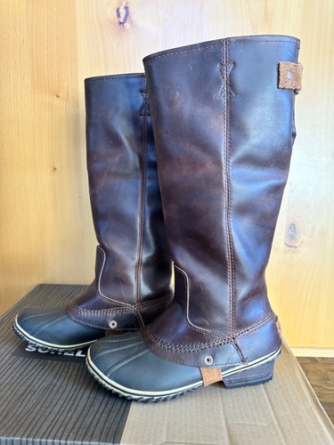 SOREL SLIMPACK TALL 8 NUTMEG BROWN EQUESTRIAN Riding Rain Waterproof RARE Buckle - Picture 3 of 11
