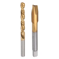 2pcs M10 x 1.5 Spiral Point Tap 8.5mm Drill Bit High Speed Steel Titanium Plated